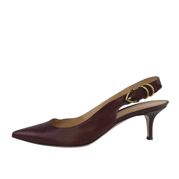 Gianvito Rossi Brown Leather Pointed Toe Buckle Slingback Pumps Shoes 41 US 11 - Picture 1 of 8